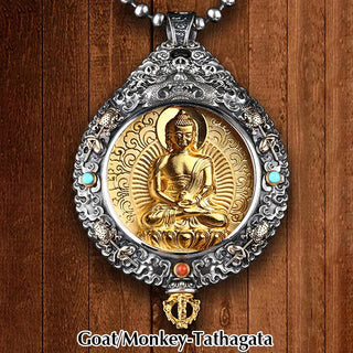 Buddha Gift Chinese Zodiac Natal Buddha Thangka Nine Palaces Eight Diagrams Wealth Rotatable Necklace Pendant