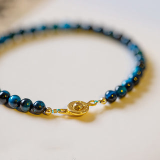 Buddha Gift Natural Blue Tiger Eye Stone Protection Chain Bracelet