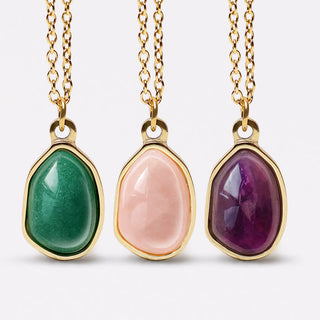 Buddha Gift Natural Green Aventurine Amethyst Rose Quartz Blessing Necklace Pendant