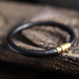 Buddha Gift Retro Leather Luck Healing Copper Magnetic Buckle Bracelet