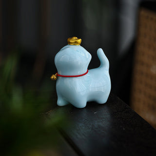 Buddha Gift Mini Lucky Cat Ingot Tea Pet Ceramic Home Desk Figurine Decoration