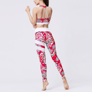 Buddha Gift 2Pcs Sunflower Flowers Leaves Print Top Pants Sports Fitness Yoga Women's Yoga Sets