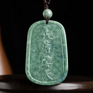 Buddha Gift Natural Jade Guan Gong Amulet Wealth Necklace Pendant