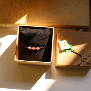 Buddha Gift Natural Garnet Strawberry Quartz Calm Bracelet