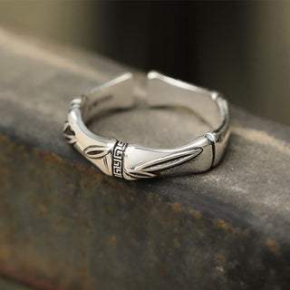Buddha Gift Simple Bamboo Design Copper Luck Wealth Adjustable Ring
