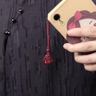 Buddha Gift Laughing Buddha Cinnabar Blessing Necklace Pendant Phone Hanging Decoration Key Chain