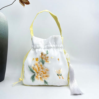 Buddha Gift Suzhou Embroidery Rabbit Lotus Epiphyllum Peony Magnolia Silk Tote Crossbody Bag Shoulder Bag Handbag