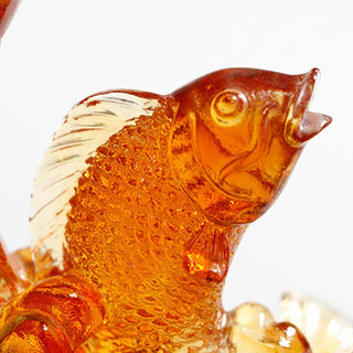 Buddha Gift Feng Shui Dragon Koi Fish Handmade Liuli Crystal Art Piece Home Office Decoration