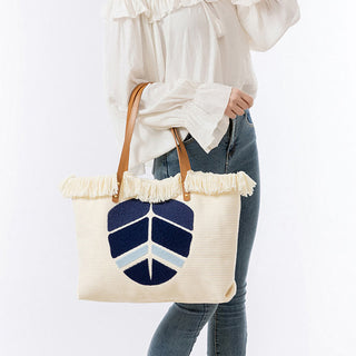 Buddha Gift Large Capacity Evil Eye Leaf Hamsa Tassel Canvas Tote Shoulder Bag