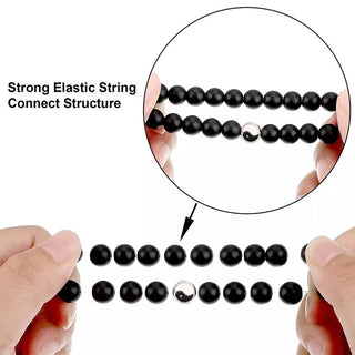 Buddha Gift 3pcs Natural White Turquoise Frosted Stone Bead Yin Yang Wealth Bracelet