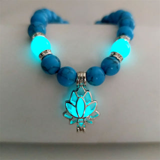 Buddha Gift Tibetan Turquoise Glowstone Luminous Bead Lotus Protection Bracelet