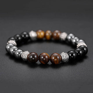 Buddha Gift Tiger Eye and Hematite Good Luck and Healing Bracelet