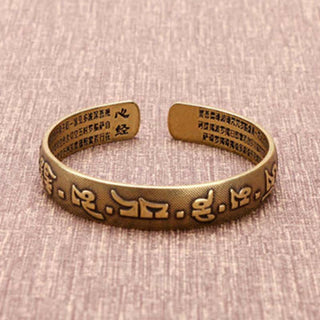 Buddha Gift 2Pcs Om Mani Padme Hum Dragon Phoenix Copper Leather Peace Cuff Bracelet Bangle