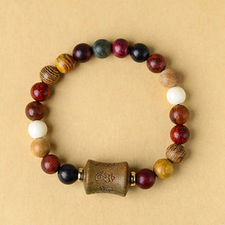 Buddha Gift Tibet Multicolored Sandalwood Om Mani Padme Hum Protection Bracelet