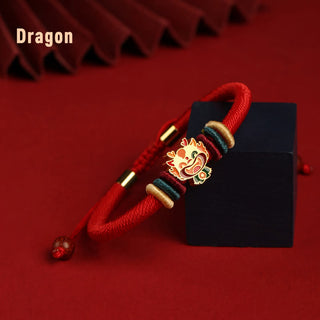 Buddha Gift Handmade 925 Sterling Silver Year of the Dragon Cute Chinese Zodiac Luck Braided Red Bracelet
