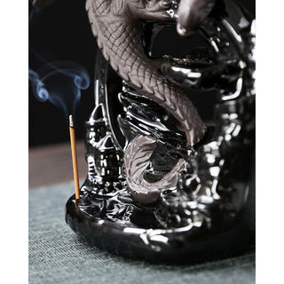 Buddha Gift Nordic Pterosaur Dragon Ceramic Backflow Smoke Fountain Protection Healing Incense Burner Decoration