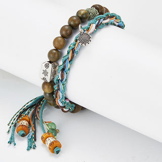 Buddha Gift 925 Sterling Silver Green Sandalwood Bodhi Seed Handmade Positive Bracelet