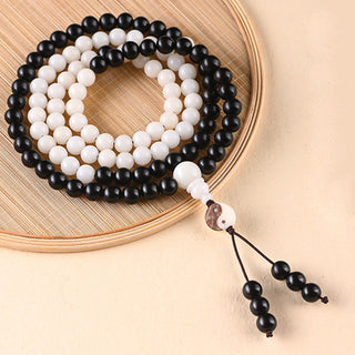 Buddha Gift Ebony YinYang Protection Necklace Mala