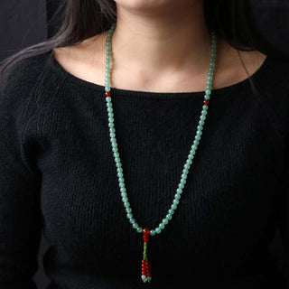 Buddha Gift 108 Beads Green Aventurine Red Agate Luck Mala Bracelet