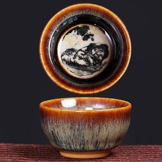 Buddha Gift 12 Chinese Zodiac Pattern Ceramic Teacup Kung Fu Jian Chinese Zhan Tea Cup 73ml
