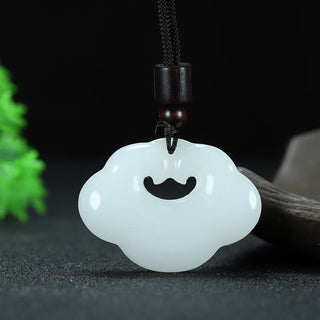 Buddha Gift Tianshan Jade Golden Silk Jade Chinese Lock Charm Abundance Necklace Pendant