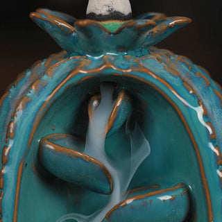 Buddha Gift Cactus Ceramic Healing Backflow Smoke Fountain Incense Burner