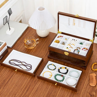 Buddha Gift Retro Wooden Jewelry Box Three-Layer Jewelry Storage Box