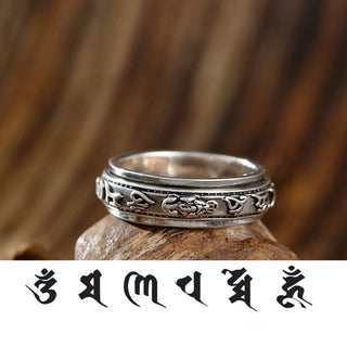 Buddha Gift Tibetan Om Mani Padme Hum PiXiu Engraved Wealth Luck Rotatable Ring