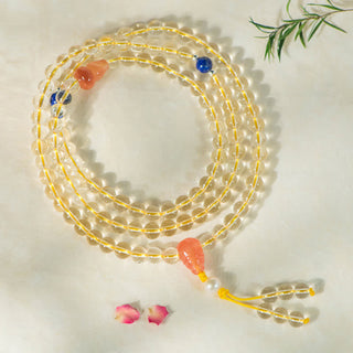 Buddha Gift 108 Mala Beads 925 Sterling Silver Natural Citrine Red Agate White Jade Prosperity Charm Bracelet