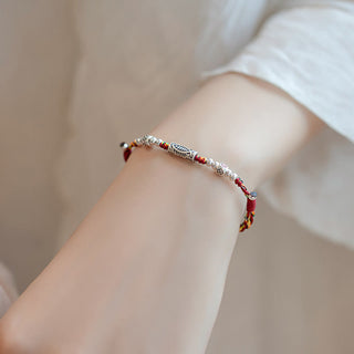 Buddha Gift 925 Sterling Silver Luck Koi Fish Braided Colorful String Bracelet Anklet