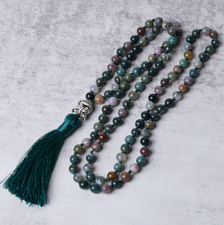 Buddha Gift 108 Mala Beads Indian Agate Buddha Head Cleansing Bracelet