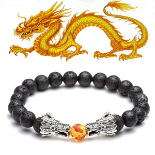 Buddha Gift White Turquoise Lava Rock Dragon Blessing Beaded Bracelet