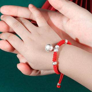 Buddha Gift 925 Sterling Silver Handmade Fu Character Lucky Money Bag Chinese Lock Charm Bell Lotus Copper Coin King Kong Knot Braided Kids Bracelet