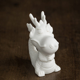 Buddha Gift Year Of The Dragon Luck White Porcelain Ceramic Tea Pet Home Figurine Decoration