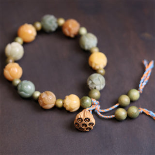 Buddha Gift Bodhi Seed Lotus Green Sandalwood Wisdom Harmony Bracelet