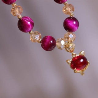 Buddha Gift Red Tiger Eye PiXiu Fox Protection Self Confidence Bracelet