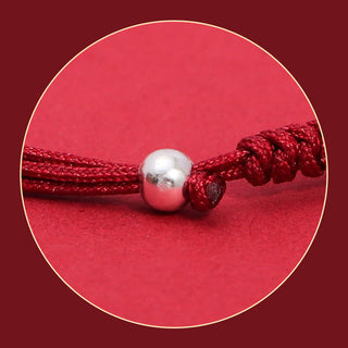 Buddha Gift 999 Sterling Silver PiXiu Strawberry Quartz Bead Wealth Luck Braided Bracelet