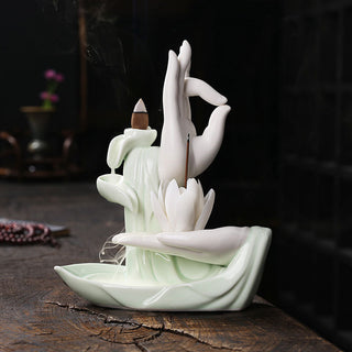 Buddha GiftTibetan Lotus Blessing Incense Burner Decoration
