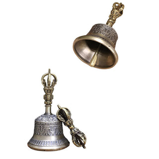 Buddha Gift Tibetan Meditation Bell and Vajra Dorje Copper Enlightenment Decoration Set