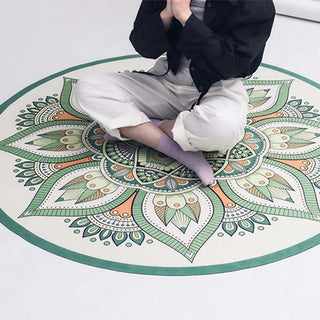 Buddha Gift Tibetan Lotus Mandala Enlightenment Foldable Natural Rubber Yoga Mat Decoration