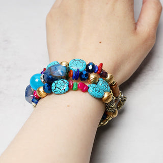 Buddha Gift Multilayer Irregular Turquoise Agate Beads Blessing Bracelet