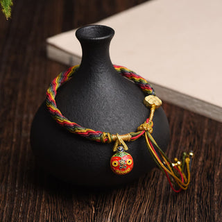 Buddha Gift Gold Swallowing Beast Family Luck Reincarnation Knot Colorful String Bracelet