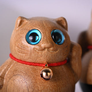 Buddha Gift Mini Lucky Cat Kitten Phoebe Zhennan Wood Blessing Decoration