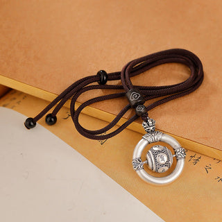 Buddha Gift 999 Sterling Silver Om Mani Padme Hum Engraved Wisdom Necklace Rope Pendant