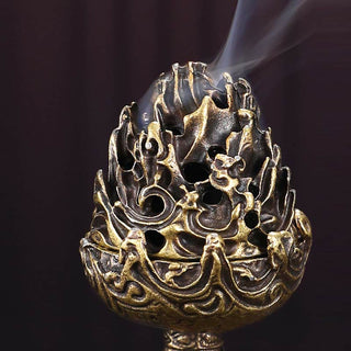 Buddha Gift Tibetan Mini Mountain Pattern Meditation Copper Alloy Incense Burner