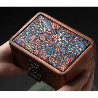 Buddha Gift Retro Handmade Floral Pattern Rosewood Jewelry Storage Box Lockable Wooden Gift Organizer Box