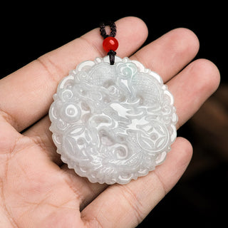 Buddha Gift White Jade Dragon Protection Necklace String Pendant