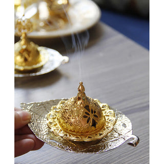 Buddha Gift Tibetan Gold Mini Leaf Coaster Meditation Incense Burner