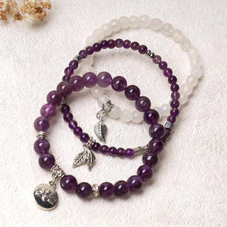Buddha Gift 3PCS Natural Quartz Crystal Beaded Healing Energy Lotus Bracelet