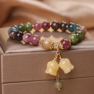 Buddha Gift Natural Colorful Tourmaline Flower Bead Love Bracelet